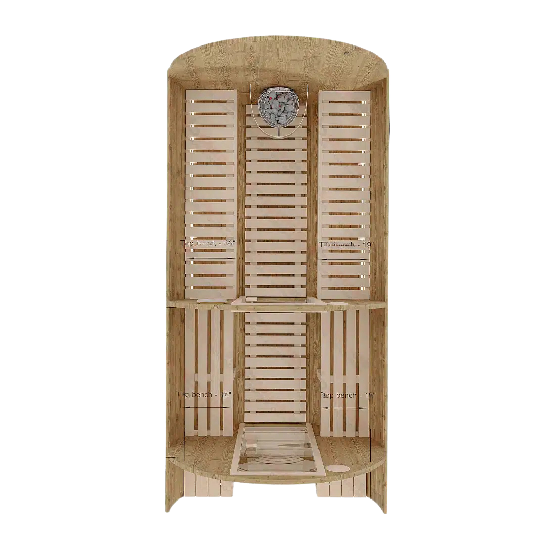 barrel sauna with changing room