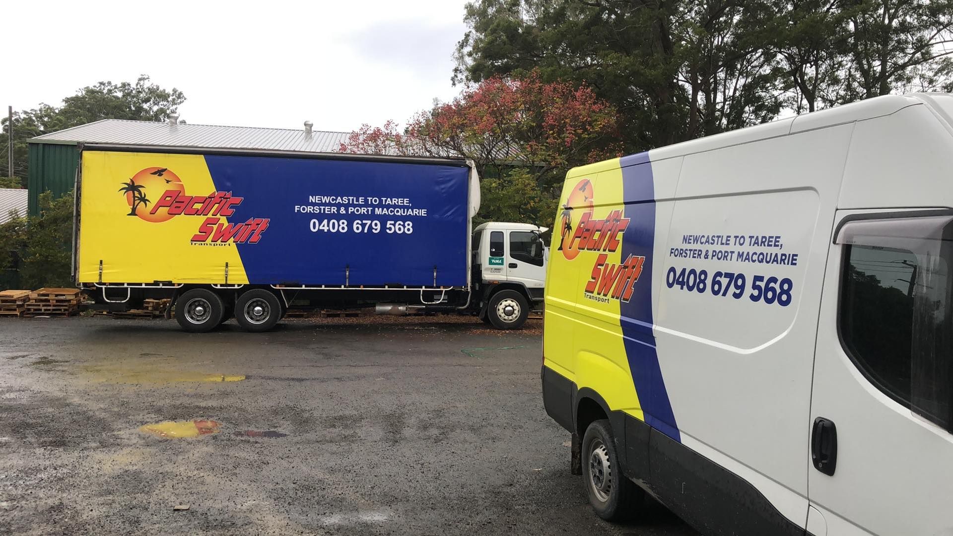 Truck And Van Blue And Yellow — Professional Transport in Port Macquarie, NSW