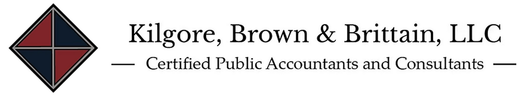Kilgore, Brown & Brittain, LLC logo with red and black diamond icon and firm name in black text