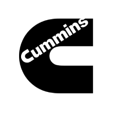 The cummins logo is black and white and looks like a magnet.