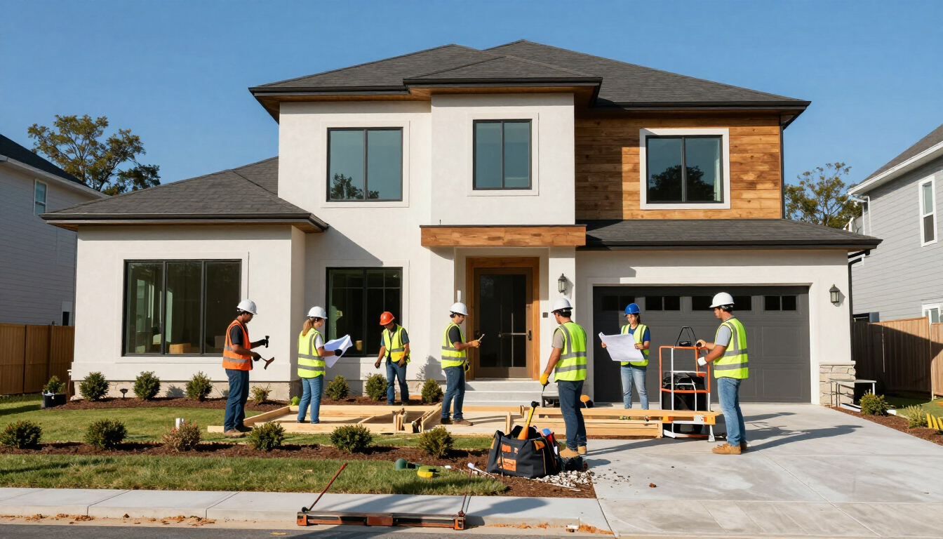 Professional reconstruction services rebuilding a home interior.