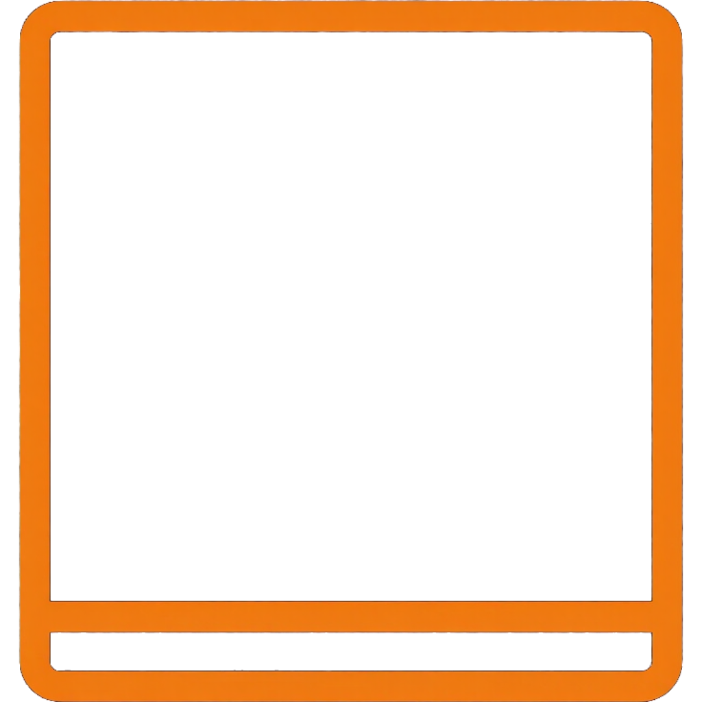 Orange rounded-square icon with a white center and a thin white bar near the bottom.