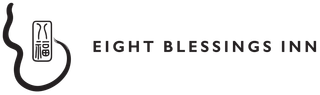 Eight Blessings Inn logo with guitar outline and door icon on a white background