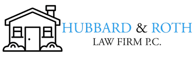 Hubbard & Roth law firm logo with a house icon and blue text on a white background