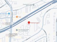 Map showing American Legion near I-95 and local streets, with nearby park and businesses highlighted