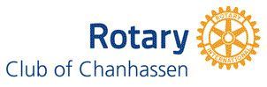 Rotary Club of Chanhassen logo in blue and gold with gear emblem