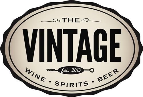 Vintage oval label logo reading “THE VINTAGE” with “WINE • SPIRITS • BEER” and “Est. 2013” on a cream background