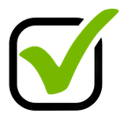 A bright green check mark inside a rounded black square.