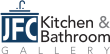 JFC Kitchen & Bathroom Gallery logo with blue faucet icon and gray/blue text