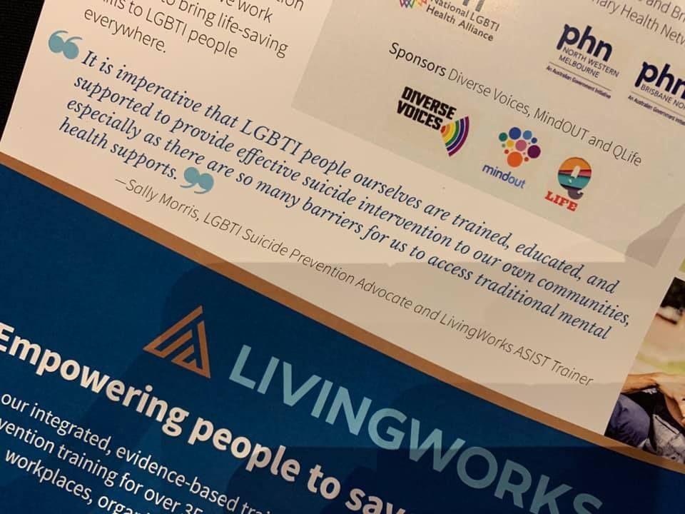LivingWorks flyer with quote from Sally Morris
