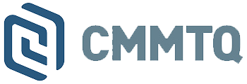 Le logo du cmtq est bleu et blanc et ressemble à un hexagone.