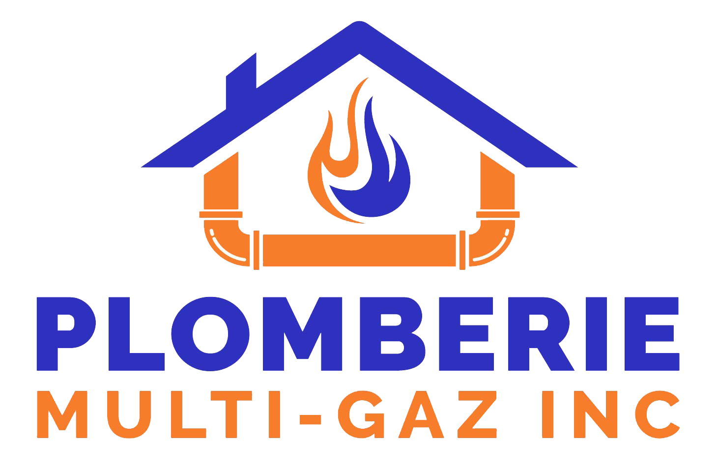Un logo bleu et orange pour plomberie multi-gaz inc