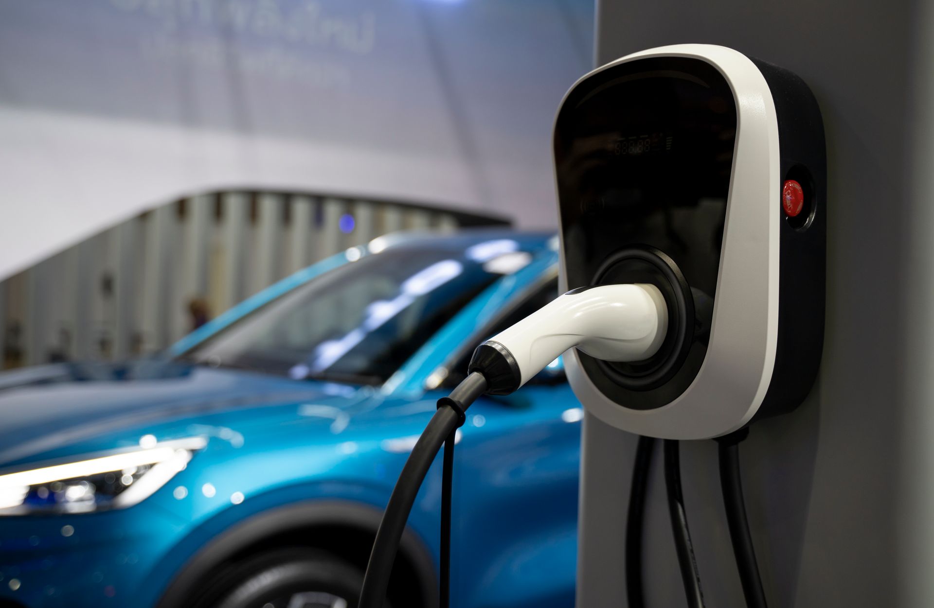 Blue Car Charging — Rochester, MN — POWER PLUS ELECTRIC LLC