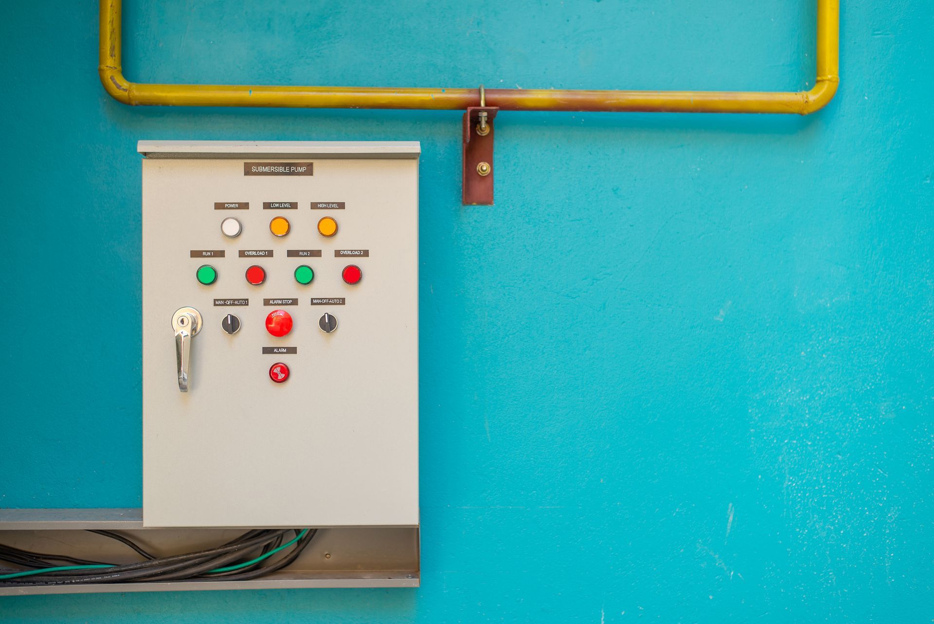 A gas mining electrical control system’s control panel in a factory. A gas mining electrical control system’s control panel in a factory.