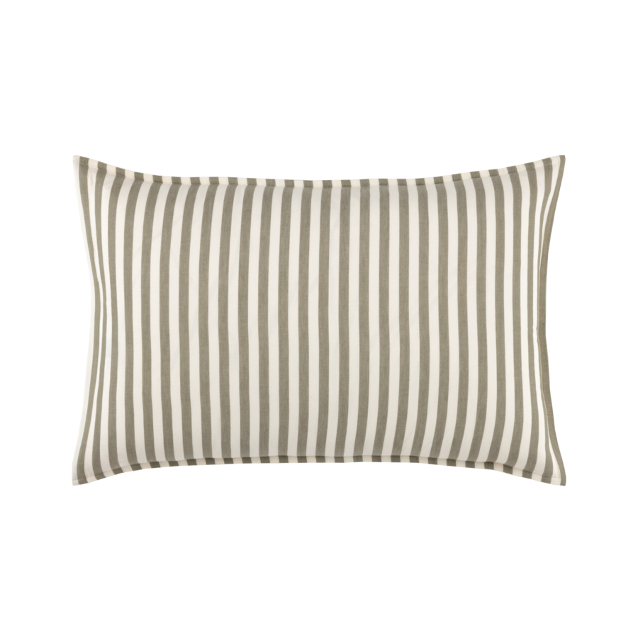 Coussin rectangulaire à rayures beiges et blanches