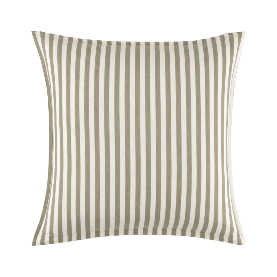Coussin carré à rayures beiges et blanches avec côtés arrondis