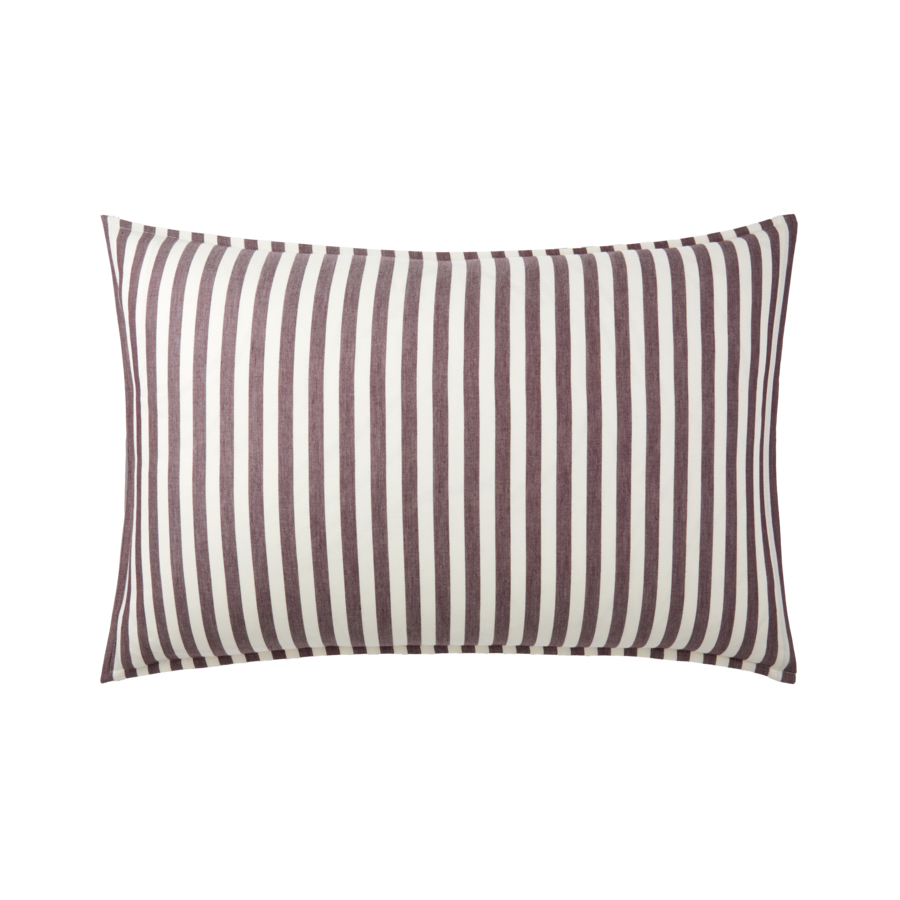 Coussin rectangulaire à rayures marron et blanc