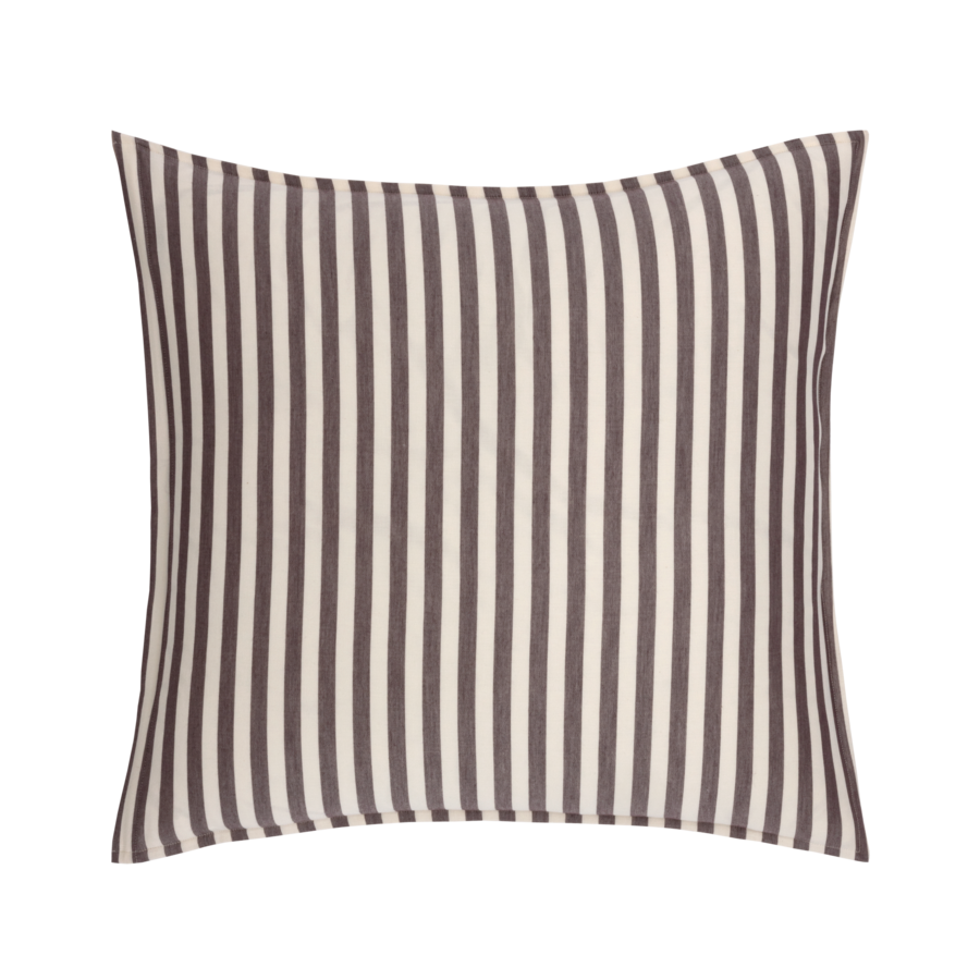 Coussin carré à rayures marron et blanches