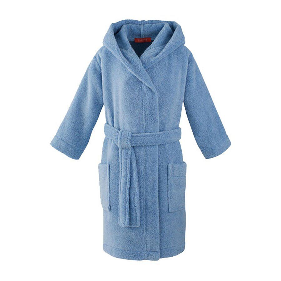 Une robe bleu clair avec une capuche et des poches