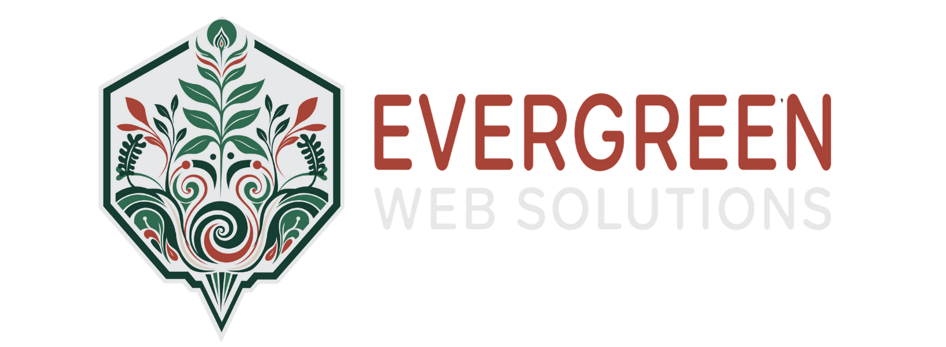 Evergreen Web Solutions logo with green floral emblem and red-green text