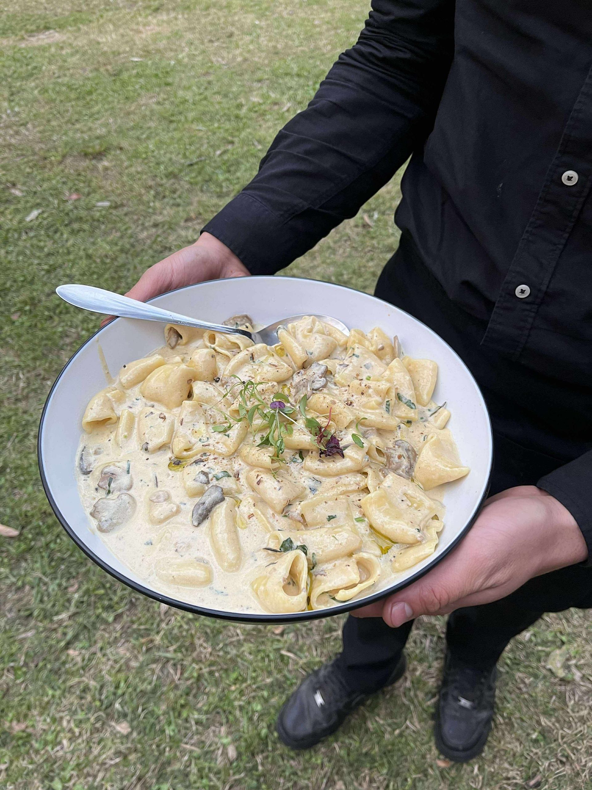 Truffle paccheri served sharing-style at a Pasta Face wedding