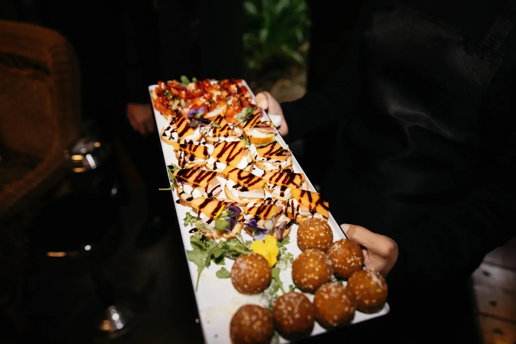 Pasta Face Italian wedding canapés served at Tahlia and Jack's Willow & Stone Estate wedding in Ballarat
