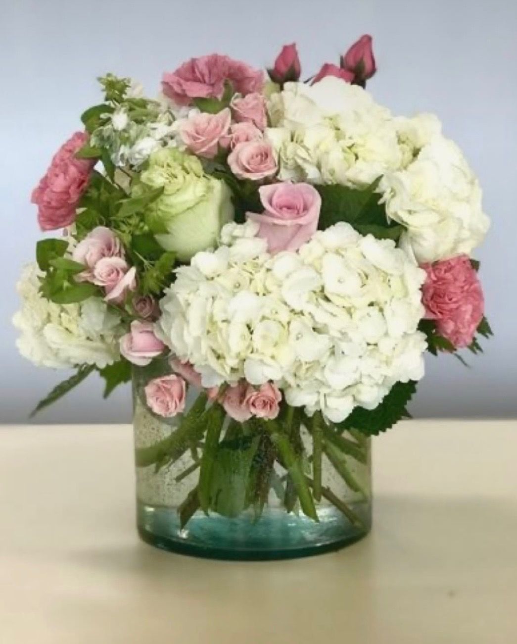 Blush & Ivory Hydrangea Garden Arrangement