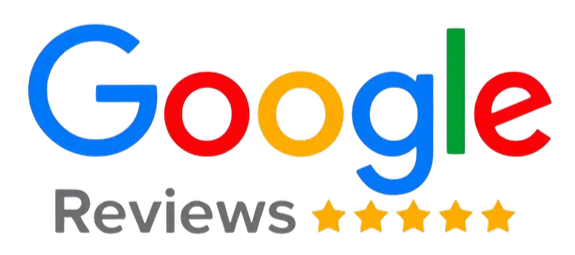 Google Reviews logo with five gold stars under the multicolor Google wordmark