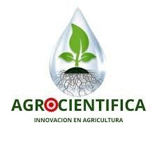 Logotipo de AGROCIENTIFICA con una planta verde dentro de una gota de agua y el texto “INNOVACION EN AGRICULTURA”