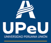 Logotipo de la UPeU en color blanco sobre fondo azul con el texto “Universidad Peruana Unión”