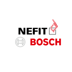 Een rood en zwart logo voor nefit bosch