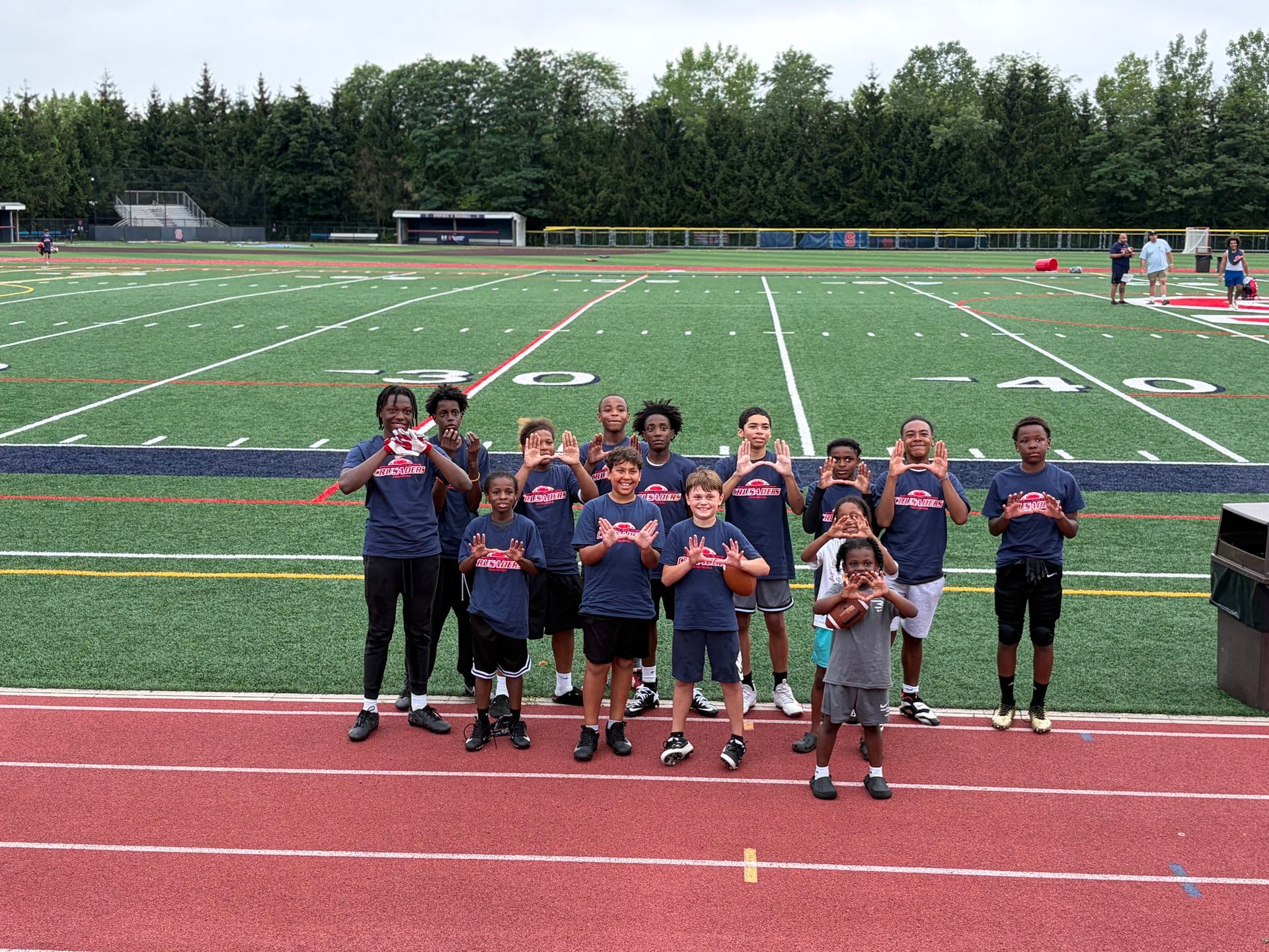 Westchester Untouchables youth football players at training camp