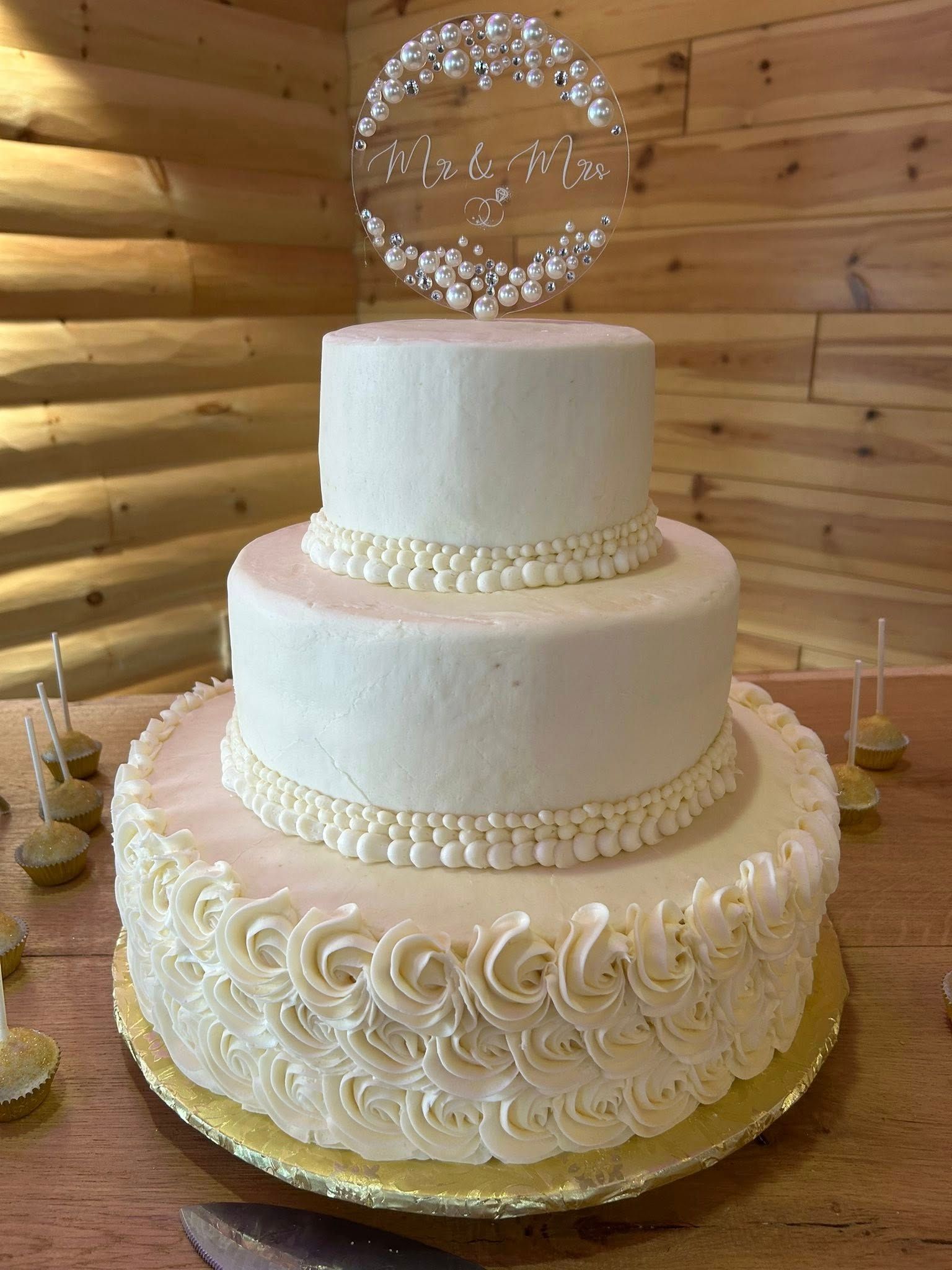 pearl wedding cake topper