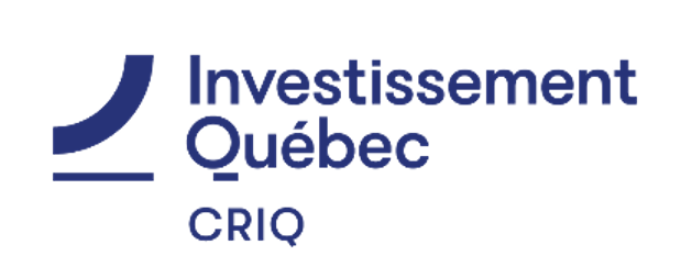 A blue and white logo for investment quebec criq