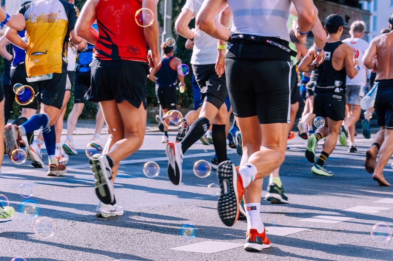 Runners on a road