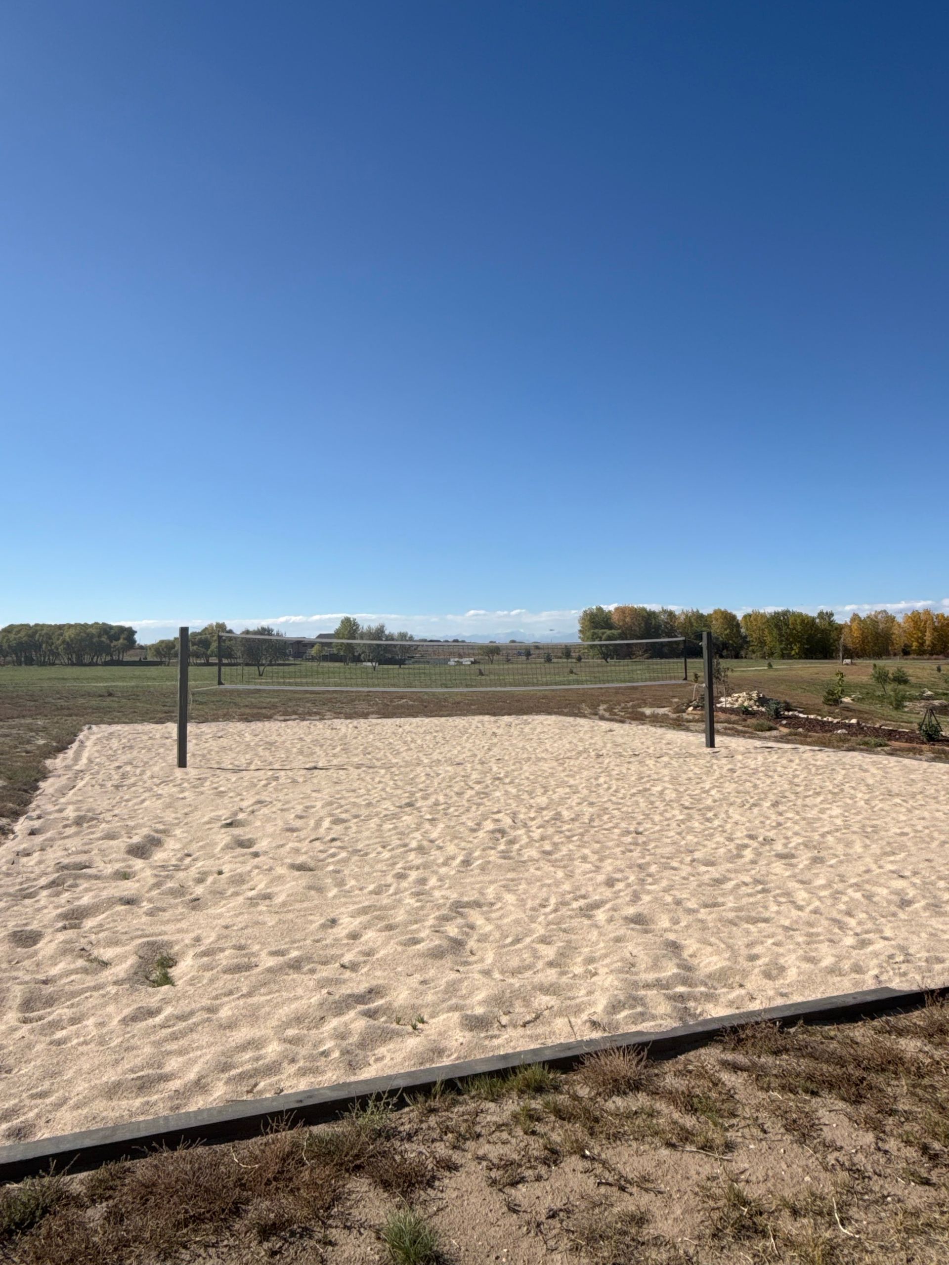 sand volleyball court outside off the lake