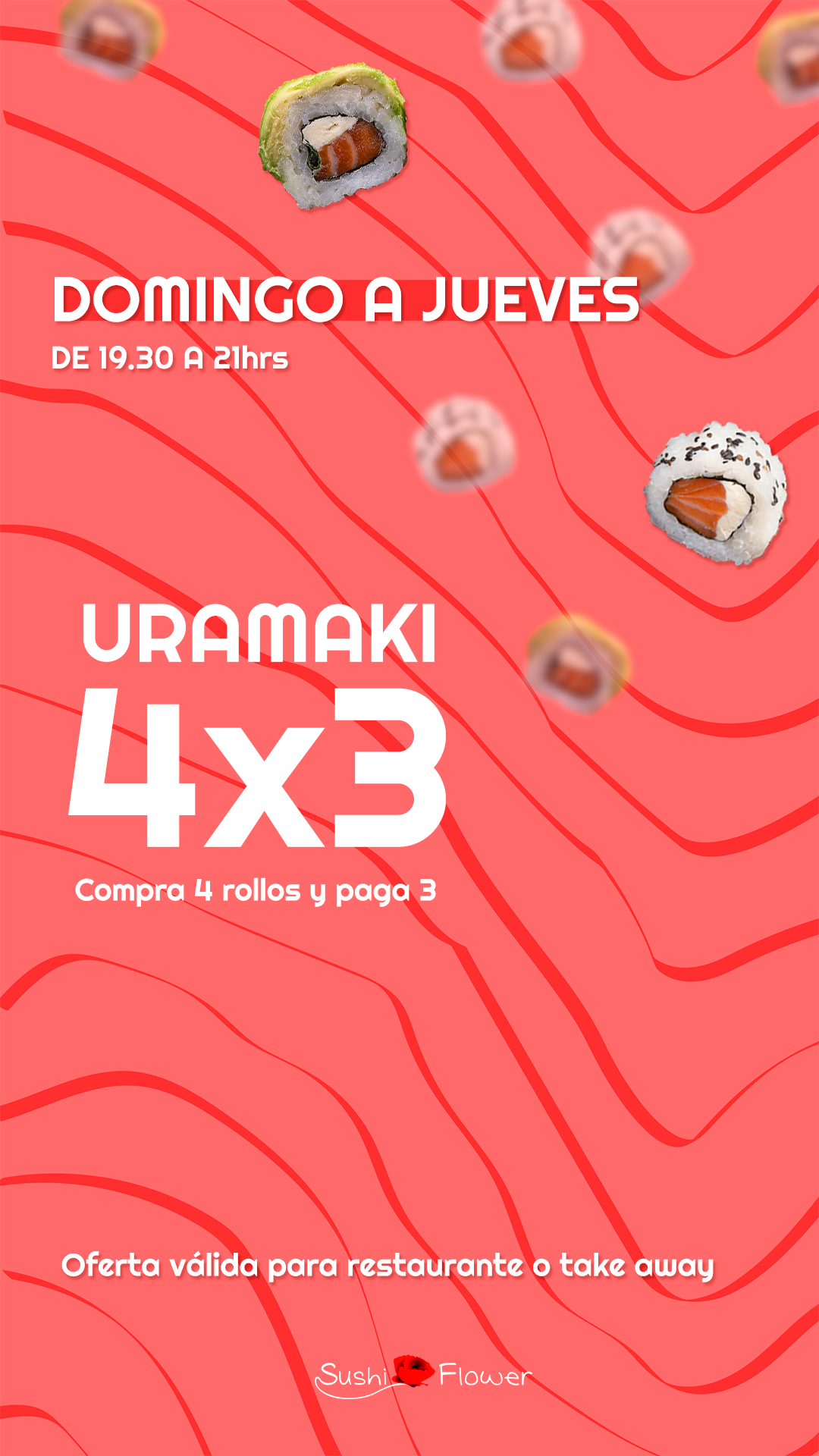 Ein Poster für Uramaki 4x3 auf Spanisch