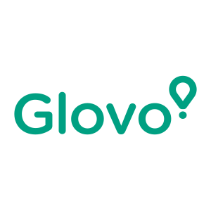 Un logotipo verde de glovo sobre un fondo blanco.
