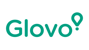 El logotipo de glovo es verde y blanco sobre fondo blanco.