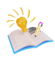 A book with a light bulb and a pencil on it.