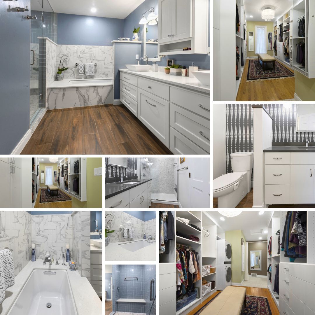 full bathroom remodel and closet renovation project