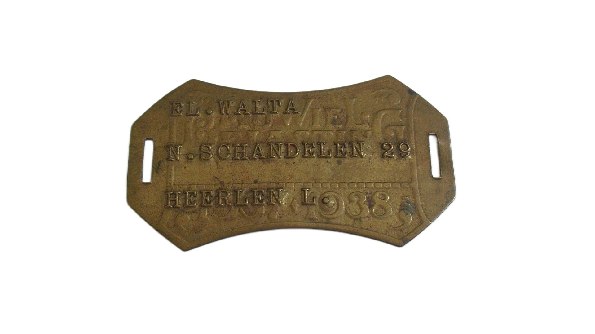 Nederlands rijwielbelastingplaatje uit 1938