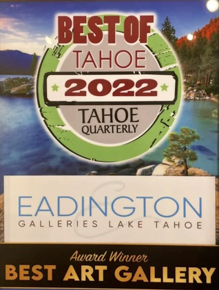 Best of Tahoe 2022 award graphic with Eadington Galleries Lake Tahoe and Best Art Gallery badge