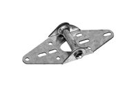 Silver metal door hinge with multiple mounting holes, shown on a white background