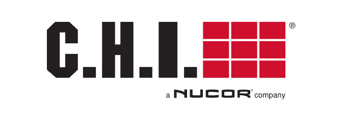 C.H.I. logo with red square grid and “a Nucor company” text