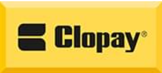 Clopay logo on a yellow background