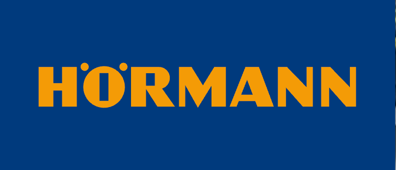 Hörmann logo in orange on a dark blue background