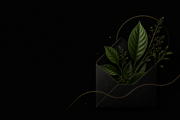 Botanisch blad op donkere achtergrond – Puur Botanicals contactpagina