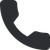 Black phone handset icon on a white background