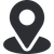 Black location pin icon with a circular center and shadow beneath.